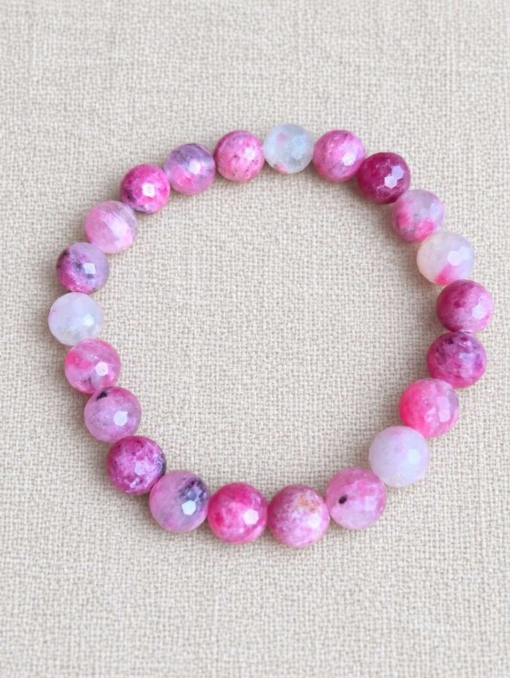 Rhodonite Beaded Stretch Bracelet | Handmade